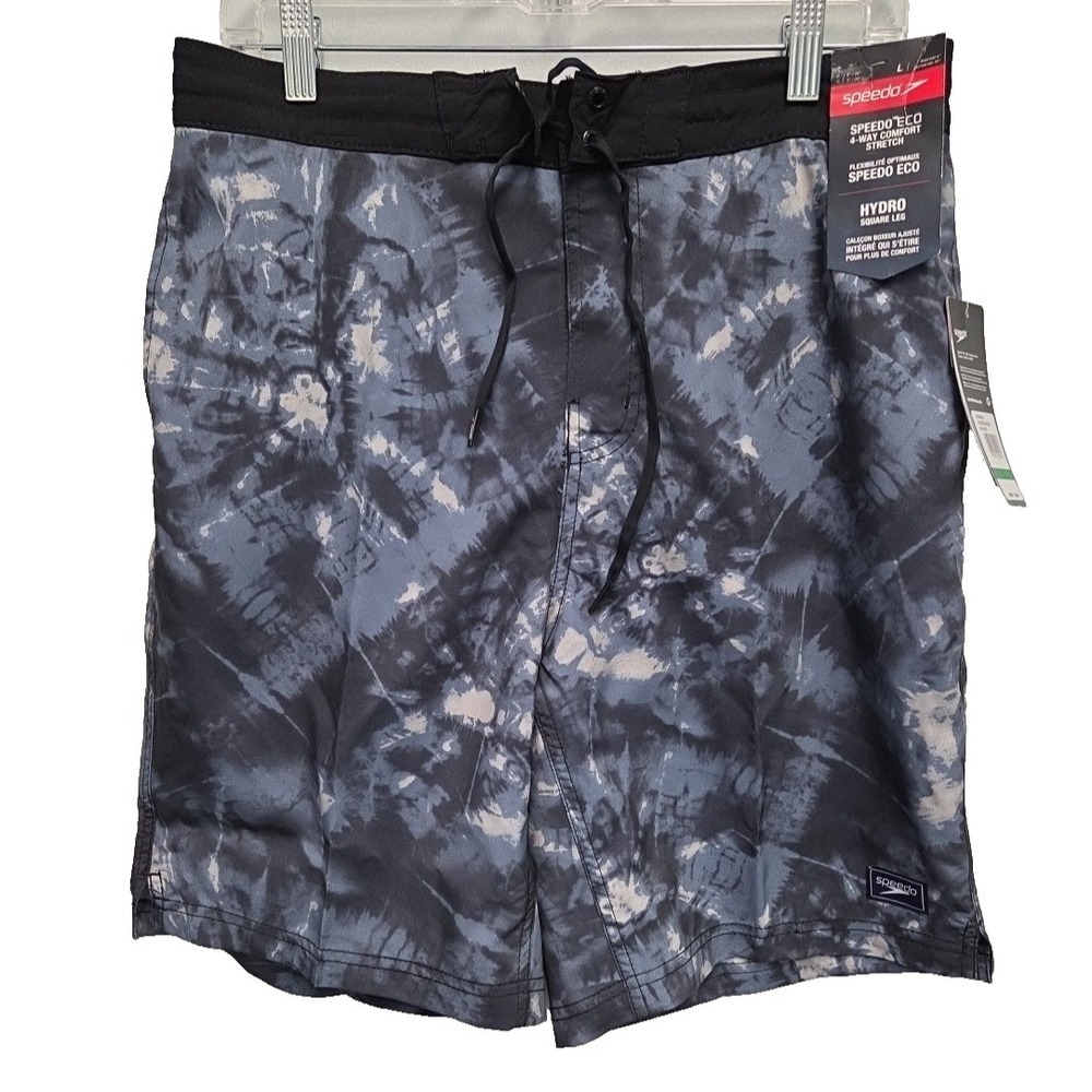 Speedo Mens Swim trunks Size L Hydro Square Leg 4-Way Comfort Stretch UPF 50+